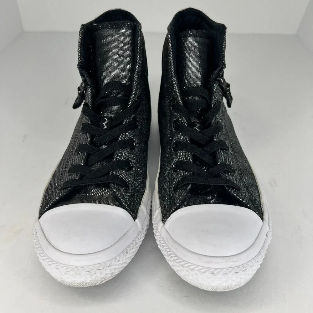 Converse Junior 661850F Gray Chuck Taylor All Star Lace Up Zip Size 6 Sneakers